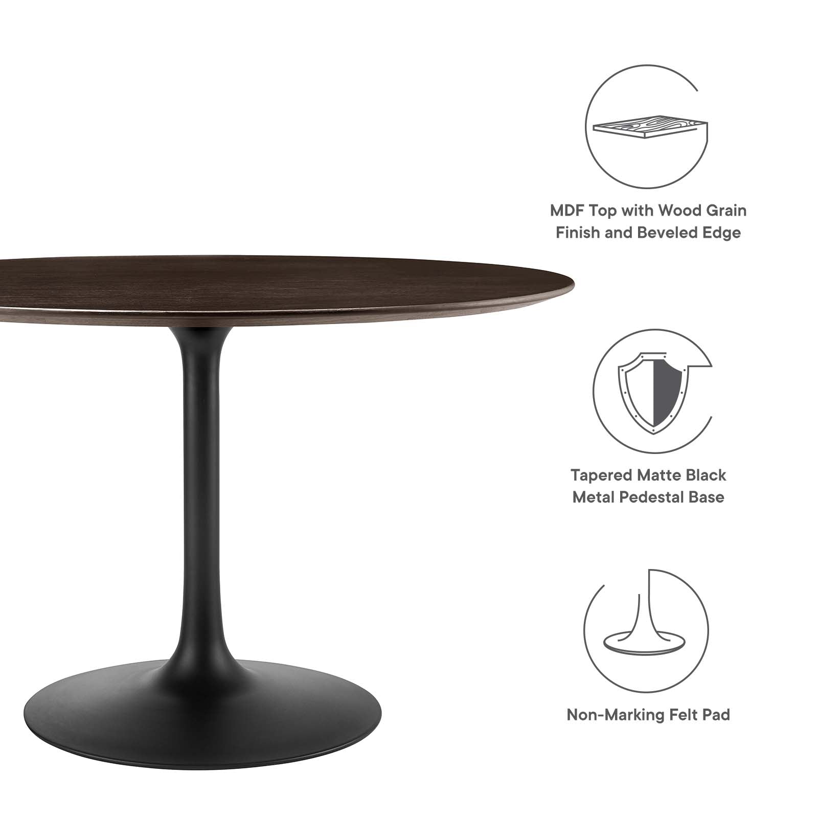 Modway Dining Tables - Lippa-47"-Round-Wood-Grain-Dining-Table-Black-Cherry-Walnut