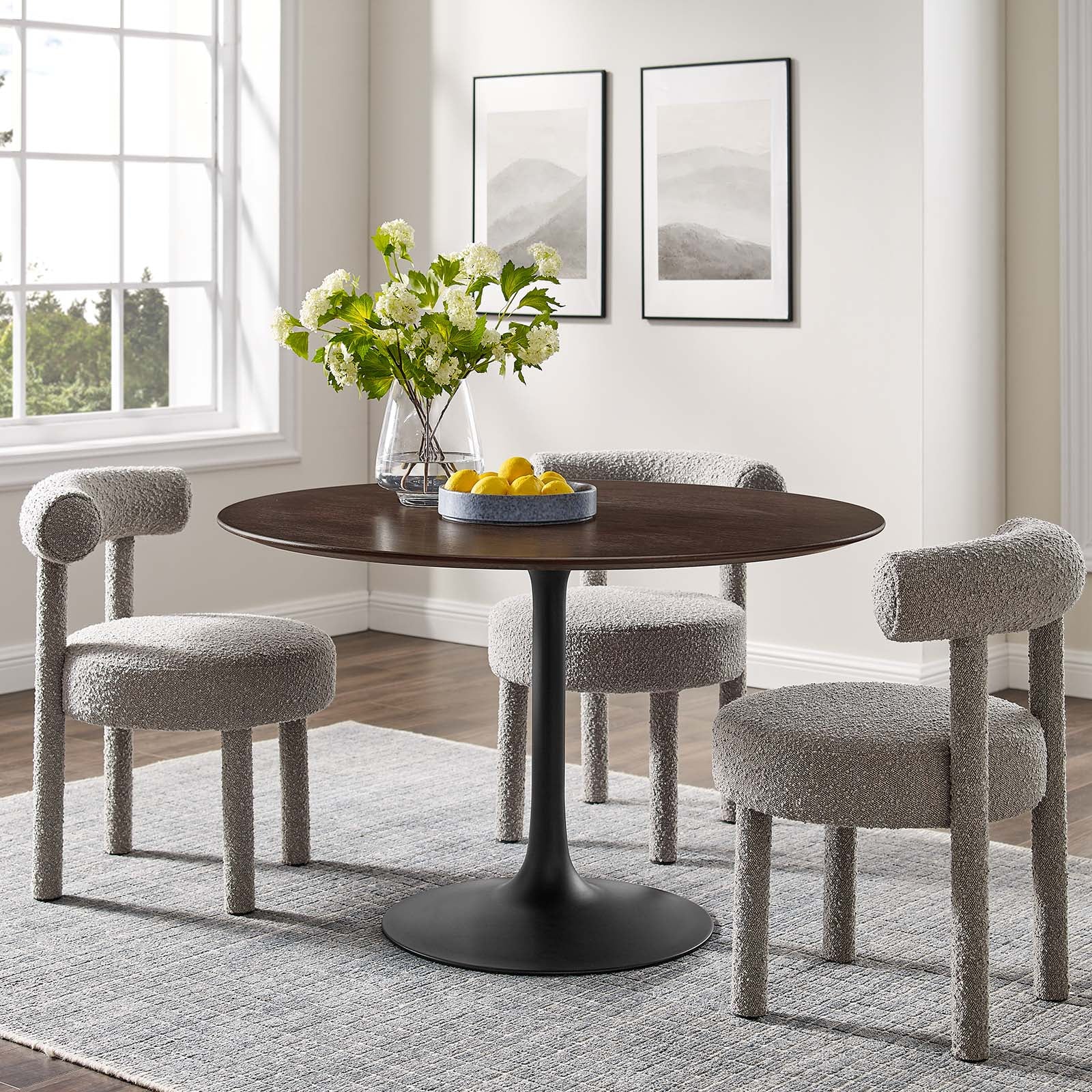 Modway Dining Tables - Lippa-47"-Round-Wood-Grain-Dining-Table-Black-Cherry-Walnut