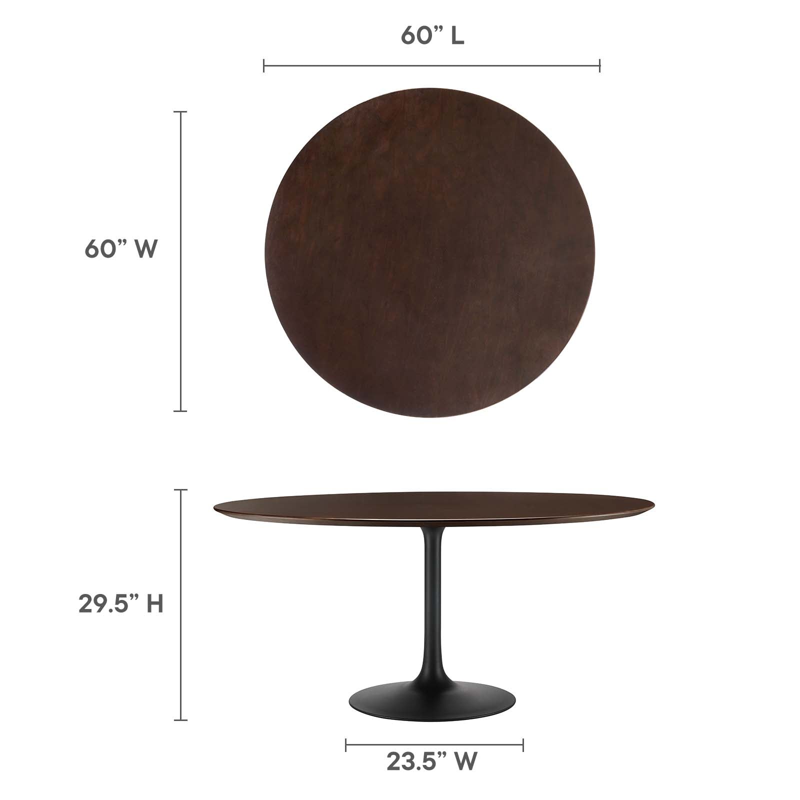 Modway Dining Tables - Lippa-60"-Round-Wood-Grain-Dining-Table-Black-Cherry-Walnut