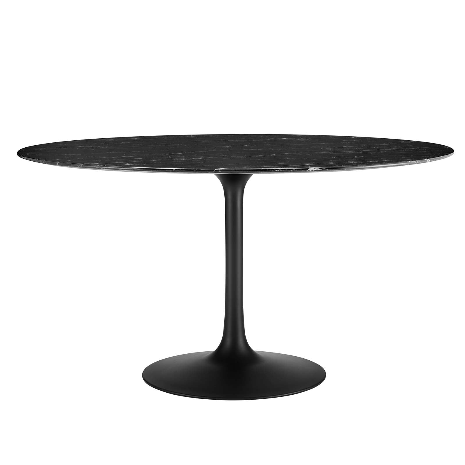 Modway Dining Tables - Lippa-54"-Round-Artificial-Marble-Dining-Table-Black-Black