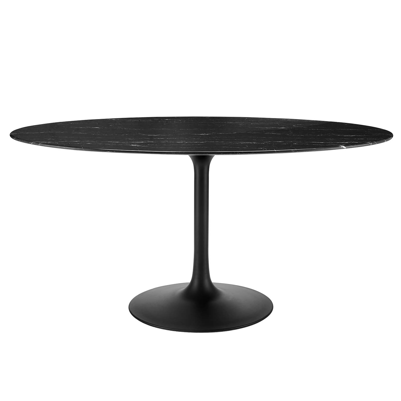 Modway Dining Tables - Lippa 60" Artificial Marble Oval Dining Table Black Black