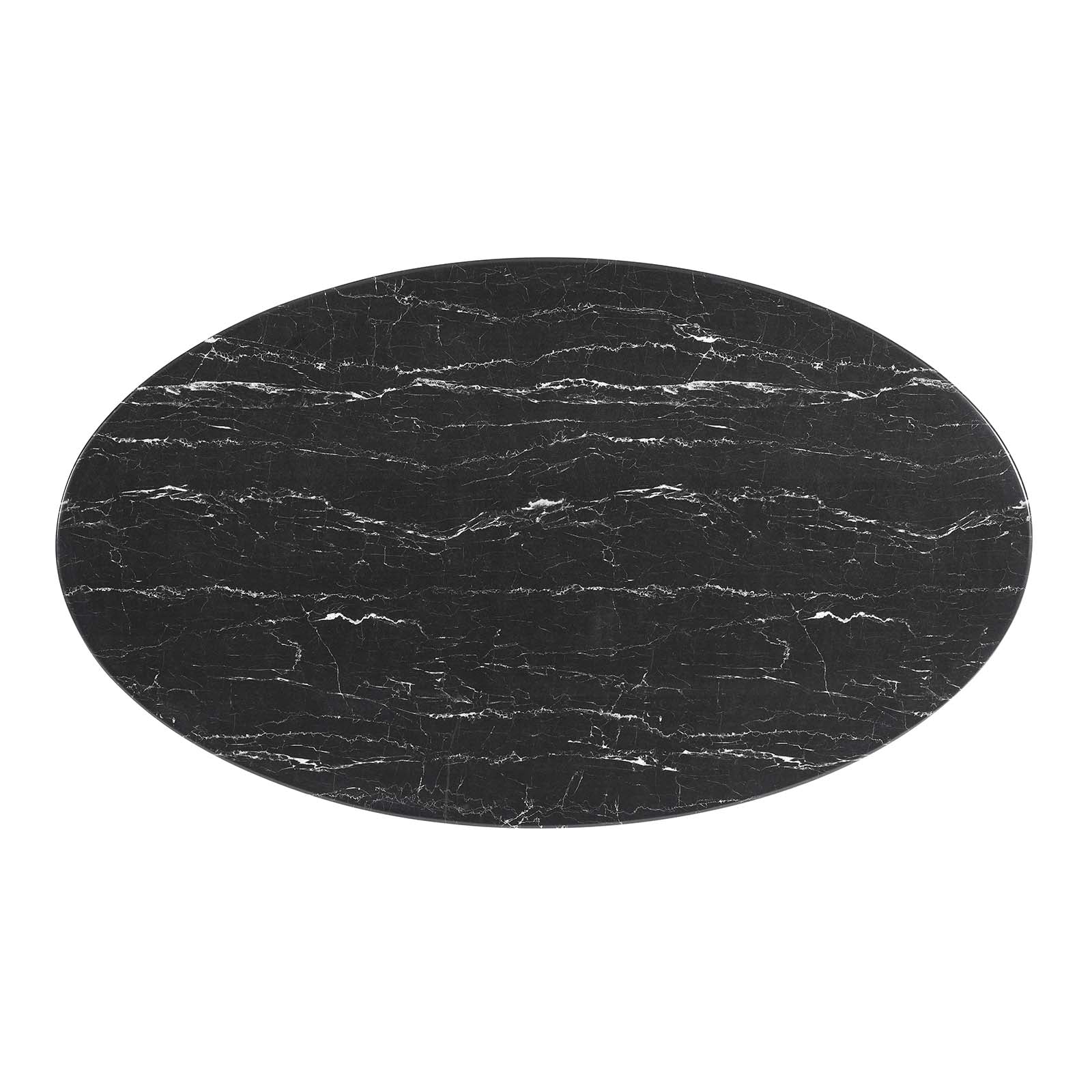 Modway Dining Tables - Lippa 60" Artificial Marble Oval Dining Table Black Black