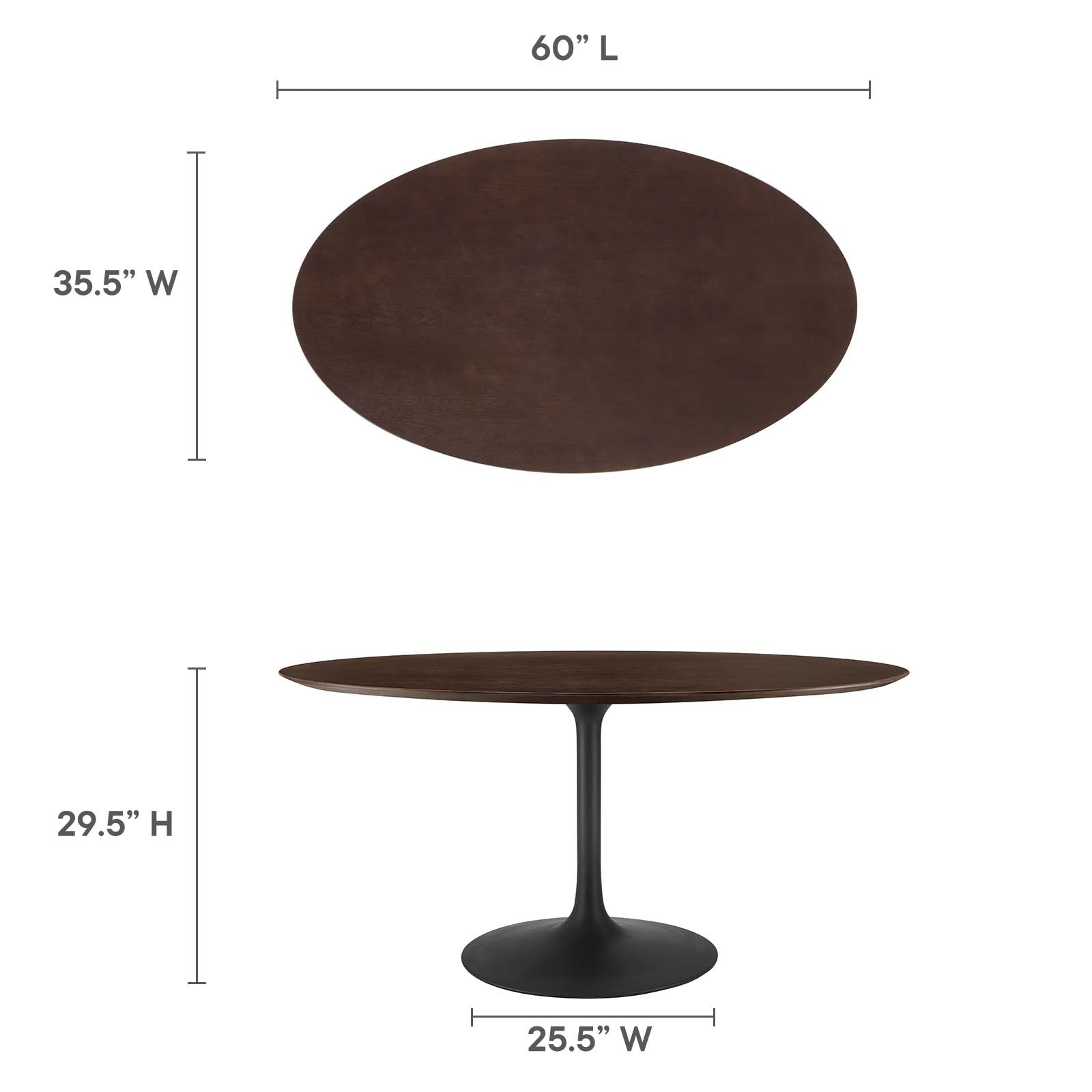 Modway Dining Tables - Lippa 60" Wood Oval Dining Table Black Cherry Walnut