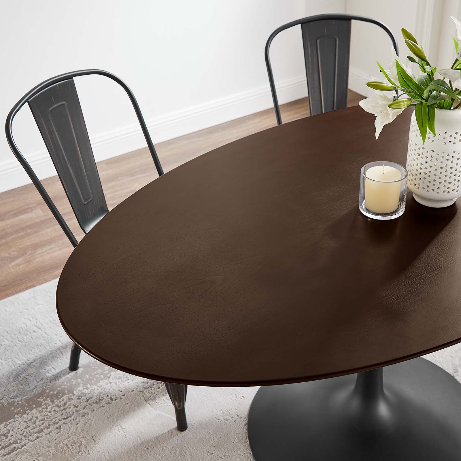 Modway Dining Tables - Lippa 60" Wood Oval Dining Table Black Cherry Walnut