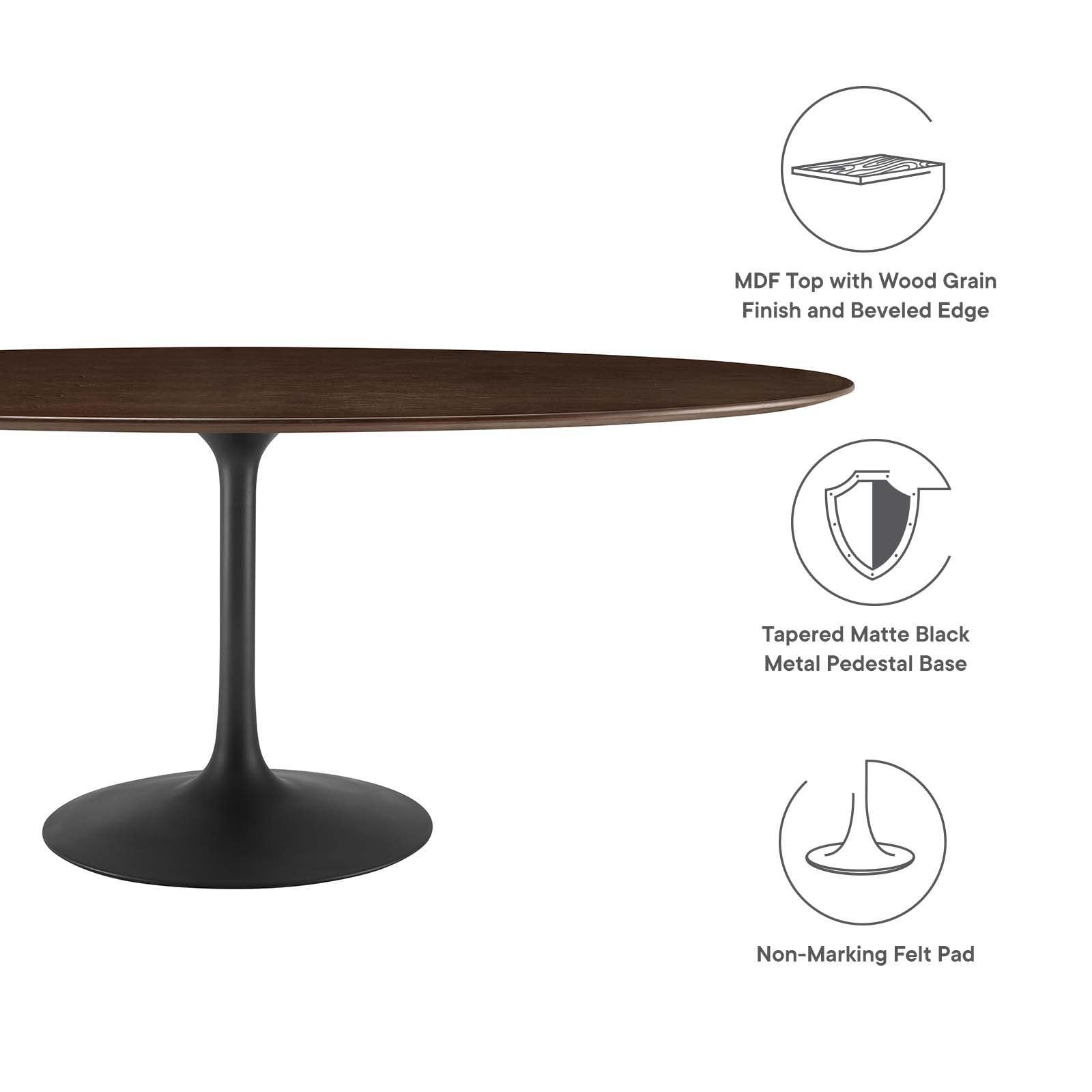 Modway Dining Tables - Lippa 78" Wood Oval Dining Table Black Cherry Walnut