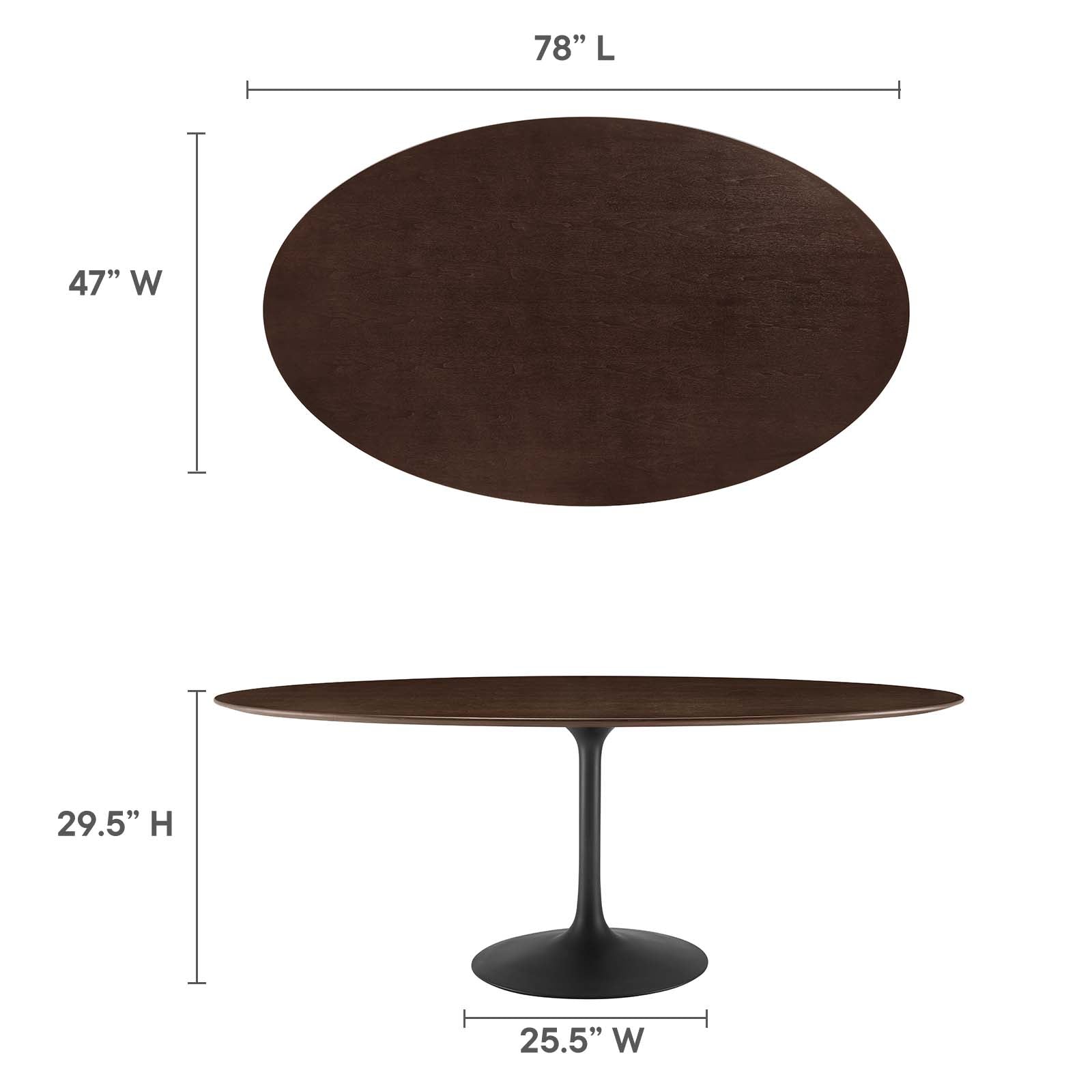 Modway Dining Tables - Lippa 78" Wood Oval Dining Table Black Cherry Walnut