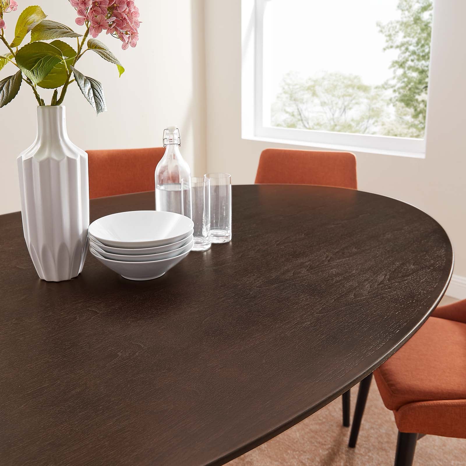 Modway Dining Tables - Lippa 78" Wood Oval Dining Table Black Cherry Walnut