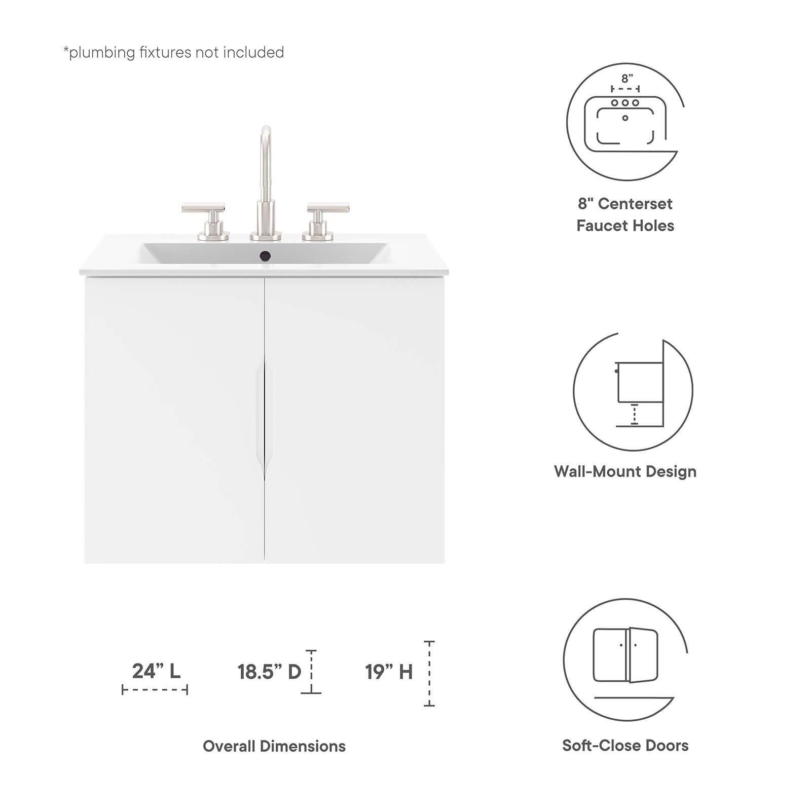 Modway Bathroom Vanity - Vitality 24" Bathroom Vanity Cabinet (Sink Basin Not Included) White