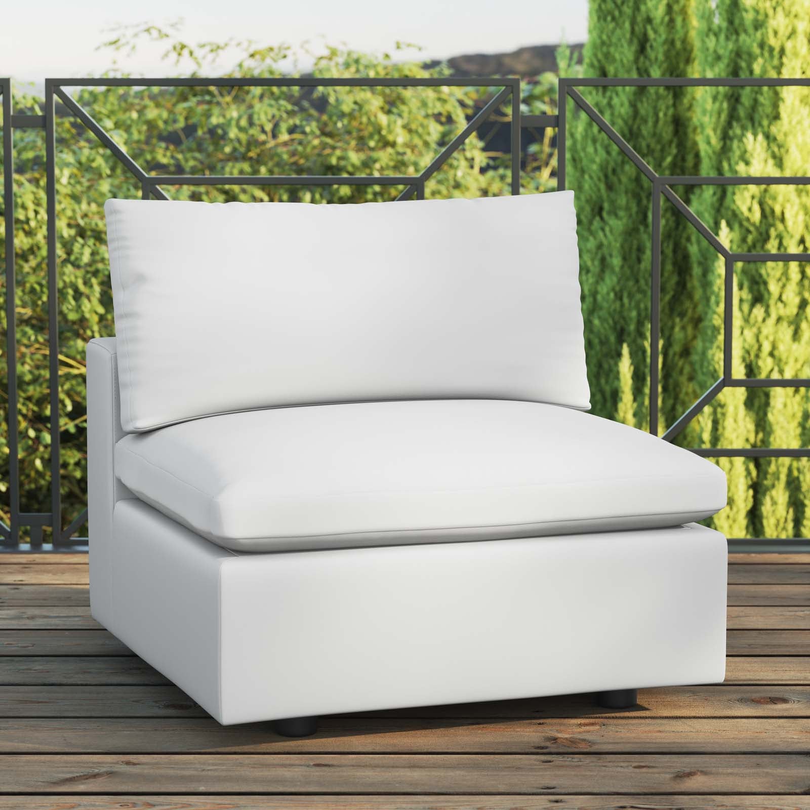 Modway Outdoor Chairs - Commix Overstuffed Outdoor Patio Armless Chair White