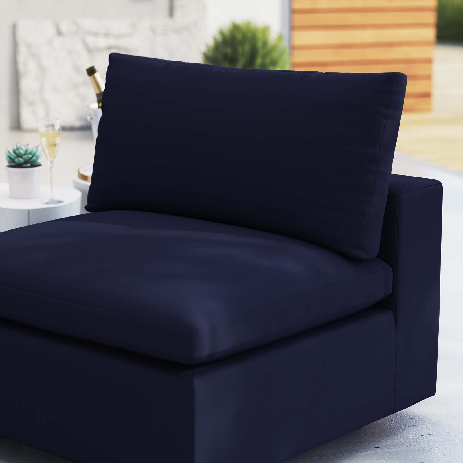 Modway Outdoor Chairs - Commix Sunbrella Outdoor Patio Armless Chair Navy