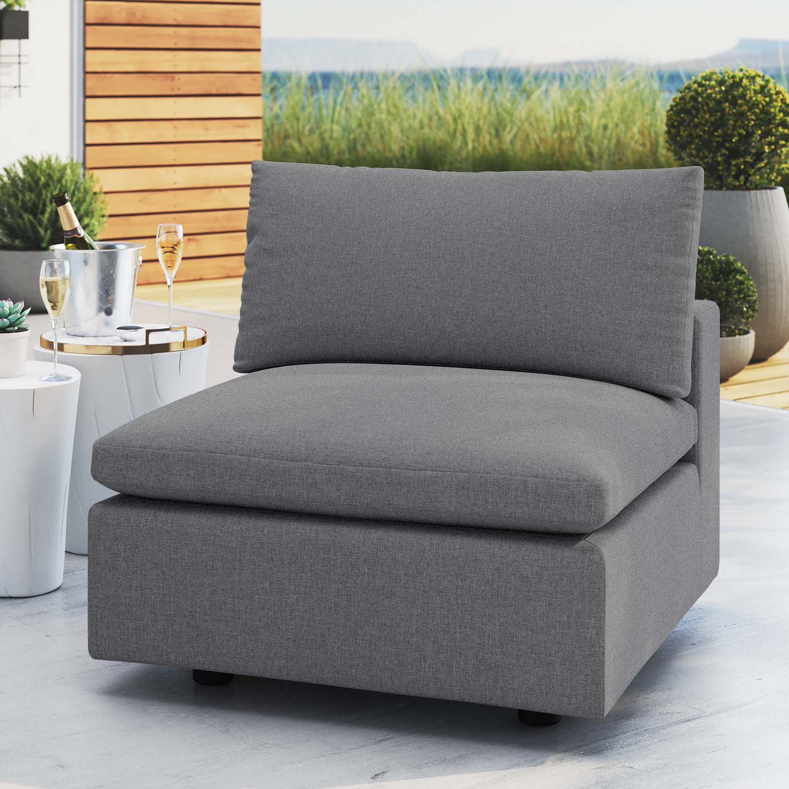 Modway Outdoor Chairs - Commix Sunbrella Outdoor Patio Armless Chair Gray