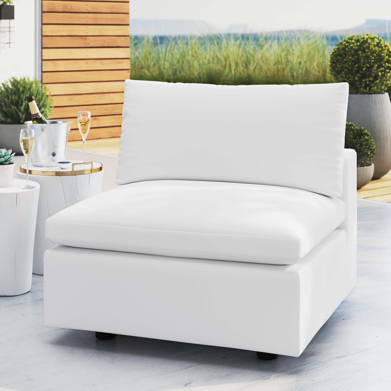 Modway Outdoor Chairs - Commix Sunbrella Outdoor Patio Armless Chair White