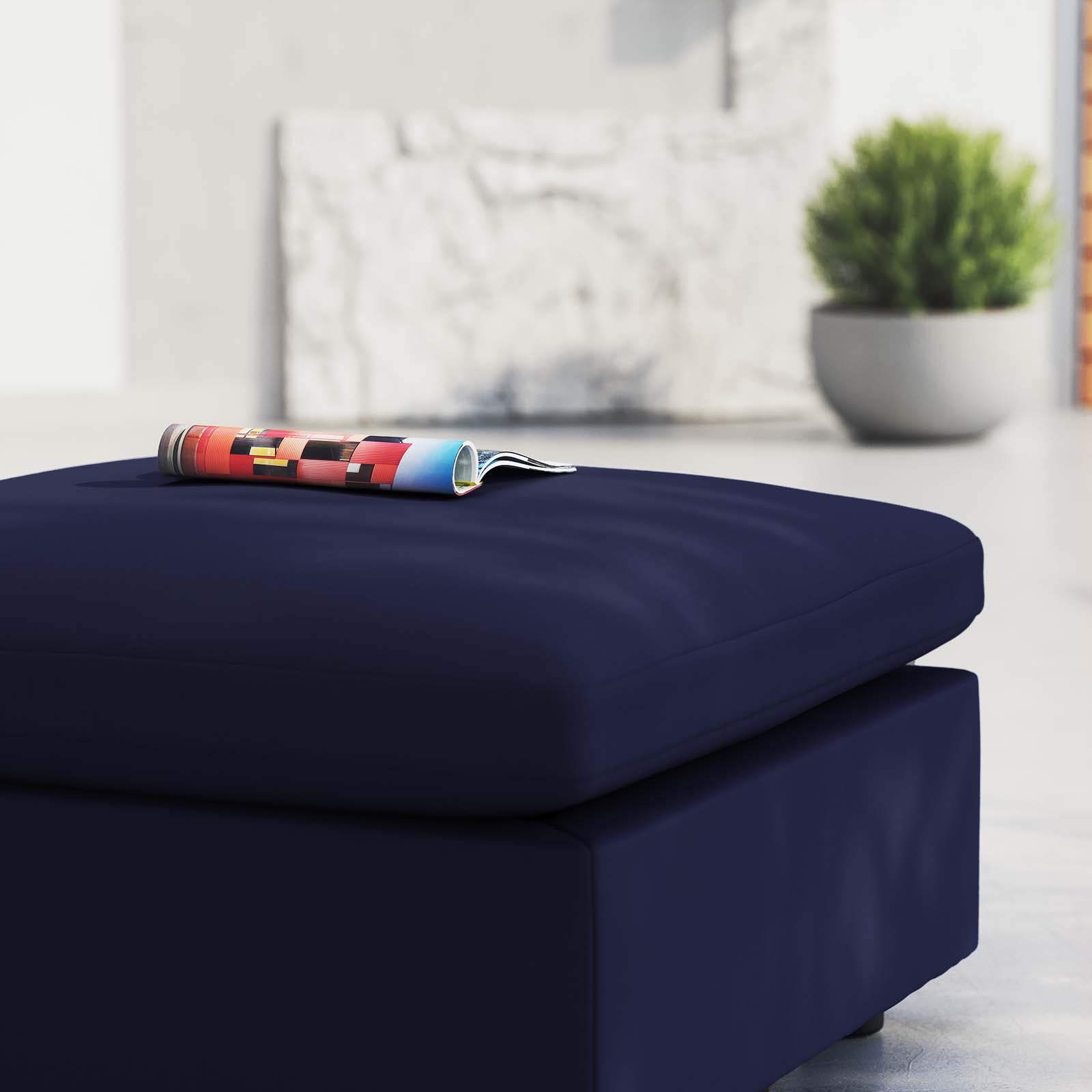 Modway Outdoor Ottomans - Commix Sunbrella Outdoor Patio Ottoman Navy