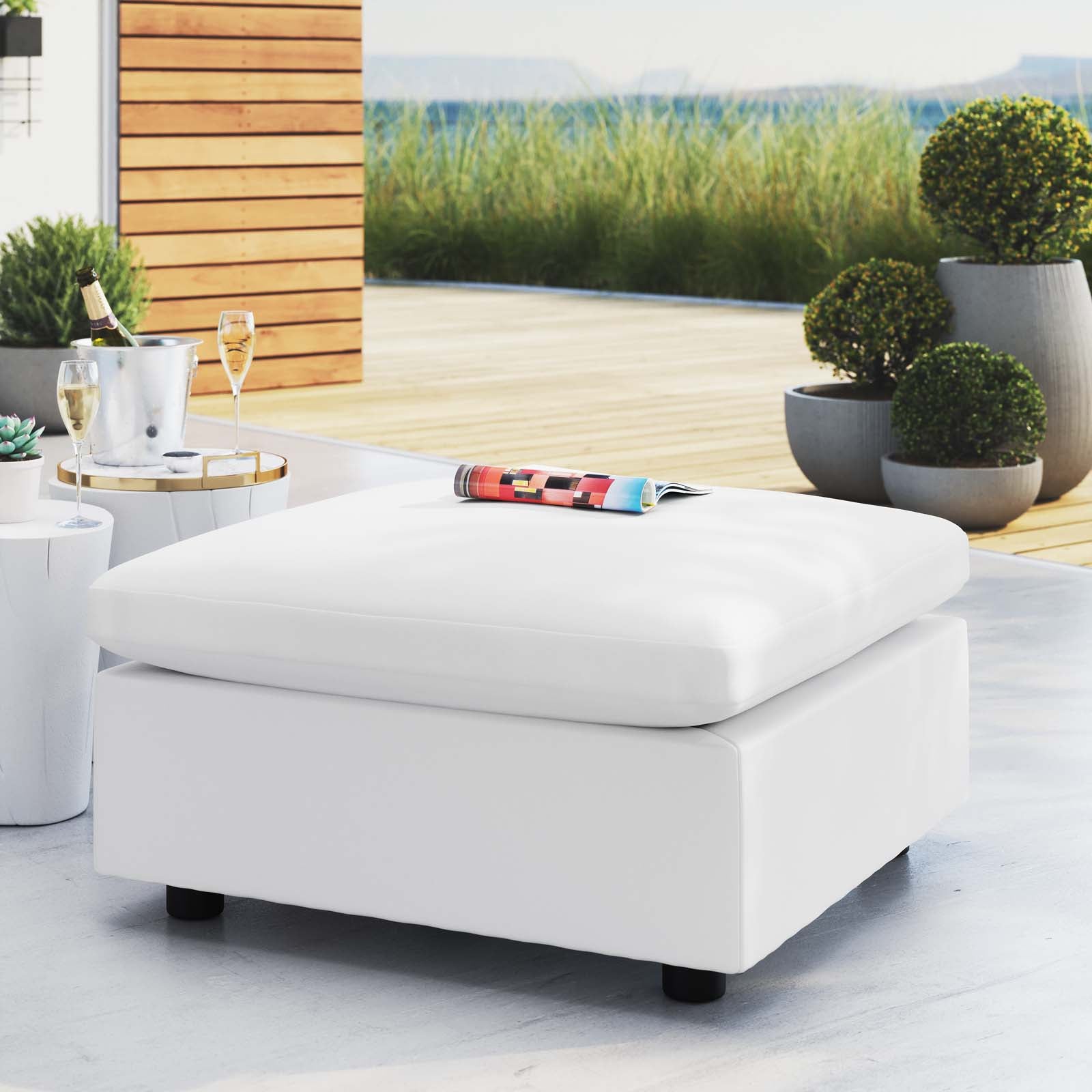 Modway Outdoor Ottomans - Commix Sunbrella Outdoor Patio Ottoman White