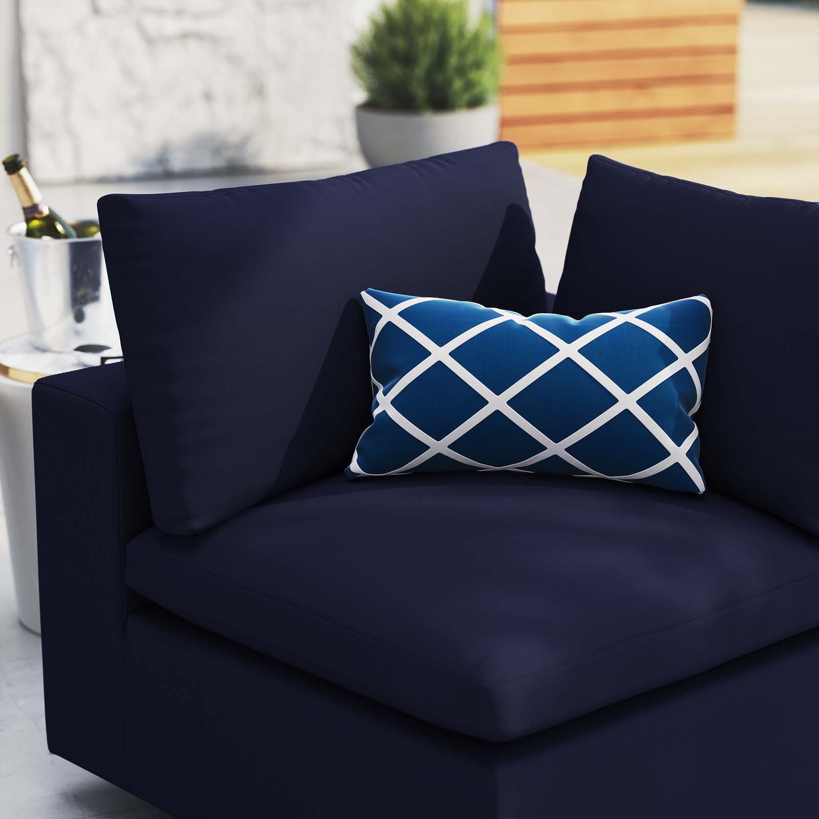 Modway Outdoor Chairs - Commix Sunbrella Outdoor Patio Corner Chair Navy