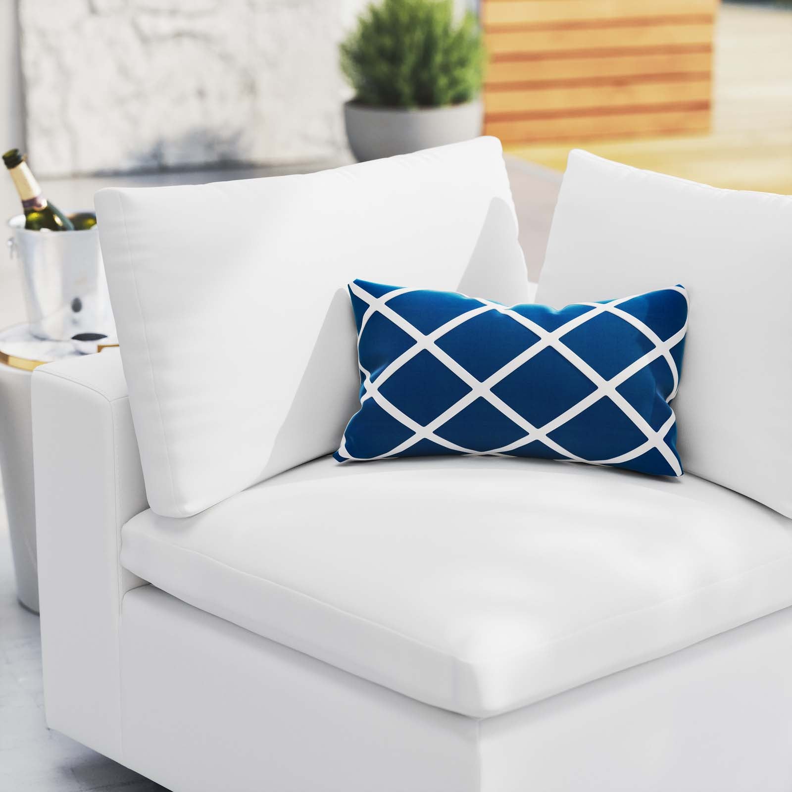 Modway Outdoor Chairs - Commix Sunbrella Outdoor Patio Corner Chair White