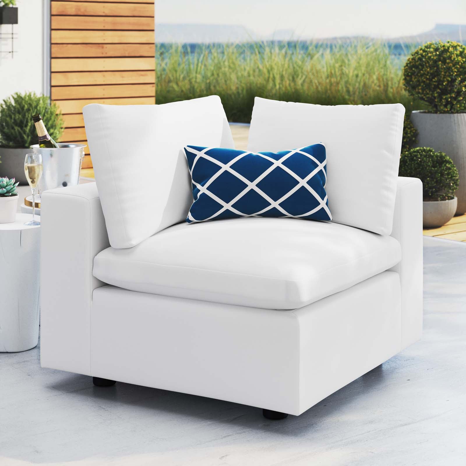 Modway Outdoor Chairs - Commix Sunbrella Outdoor Patio Corner Chair White