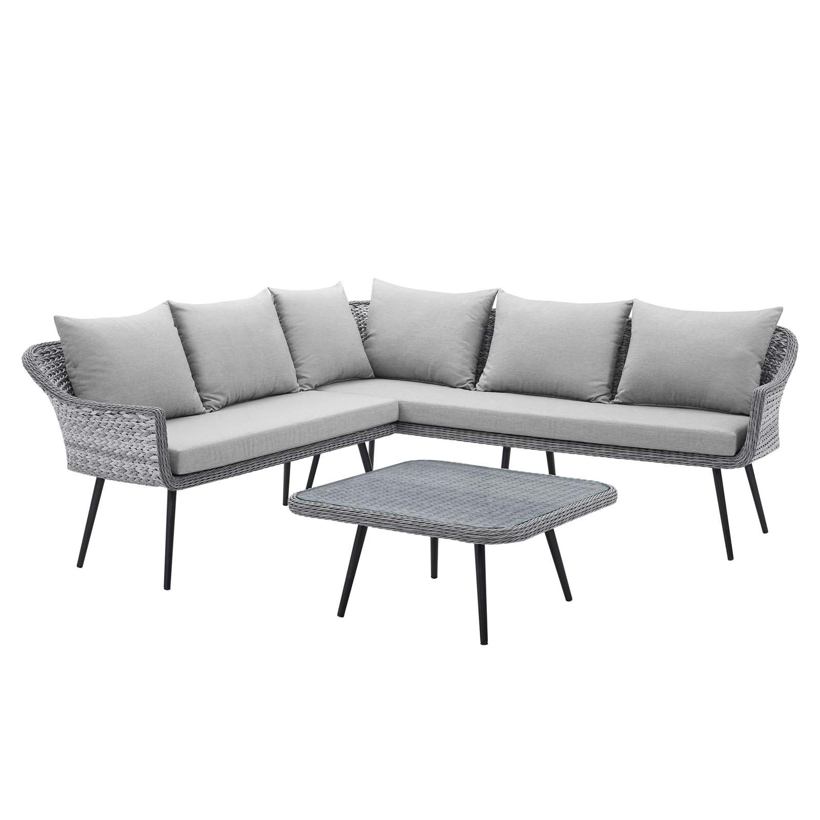 Modway Outdoor Conversation Sets - Endeavor Outdoor Patio Wicker Rattan Outdoor Patio Wicker Rattan Seating Set Gray