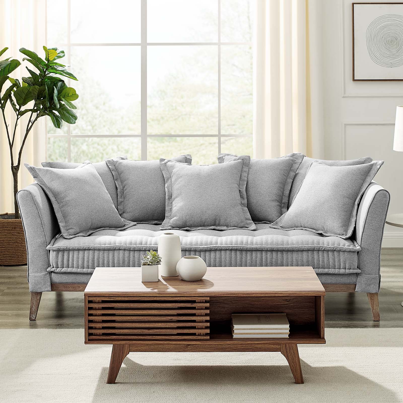 Modway Sofas & Couches - Rowan-Fabric-Sofa-Light-Gray