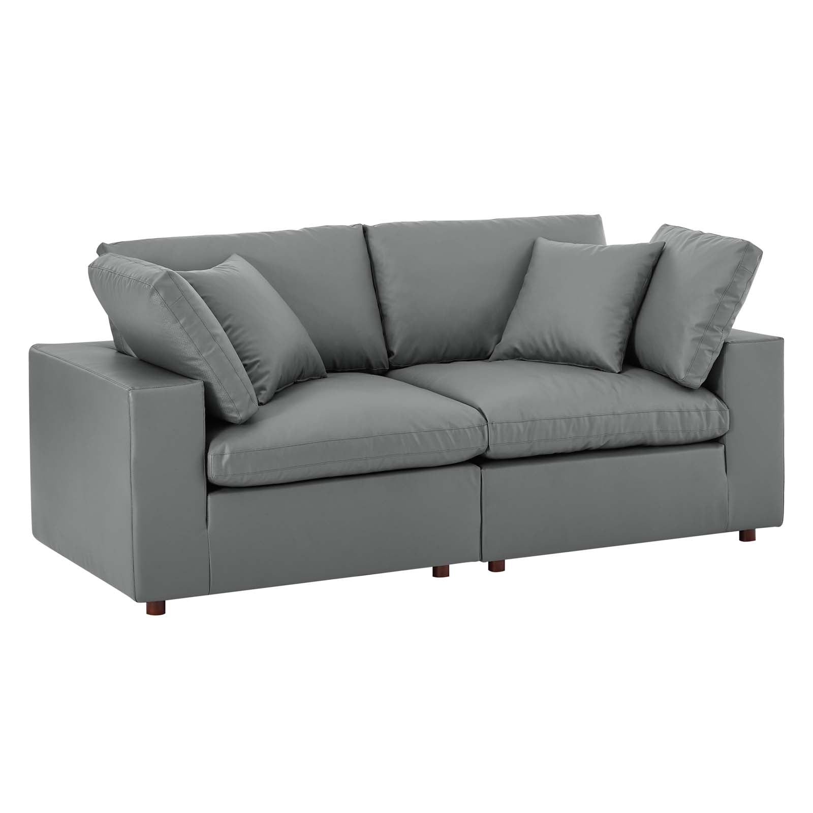 Modway Loveseats - Commix Down Filled Overstuffed Vegan Leather Loveseat Gray