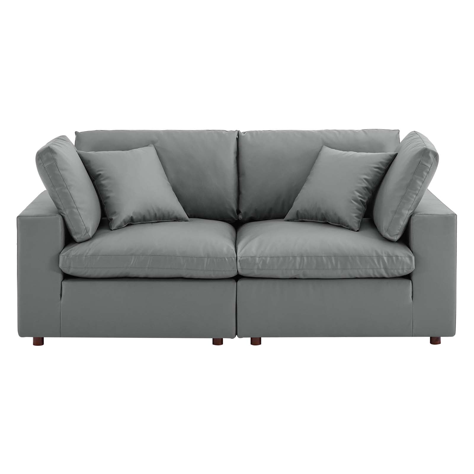Modway Loveseats - Commix Down Filled Overstuffed Vegan Leather Loveseat Gray