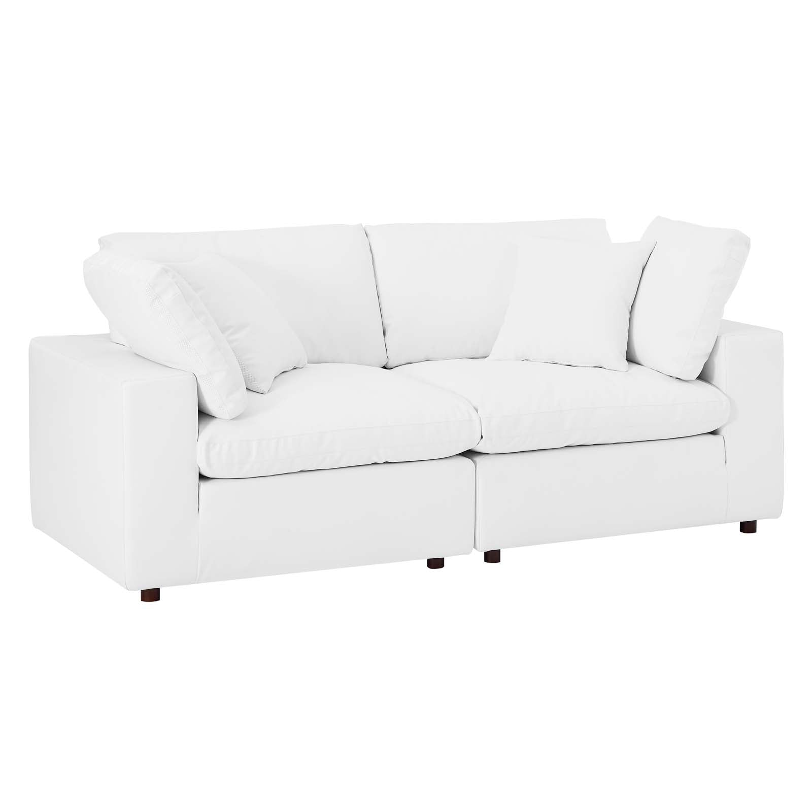 Modway Loveseats - Commix Down Filled Overstuffed Vegan Leather Loveseat White