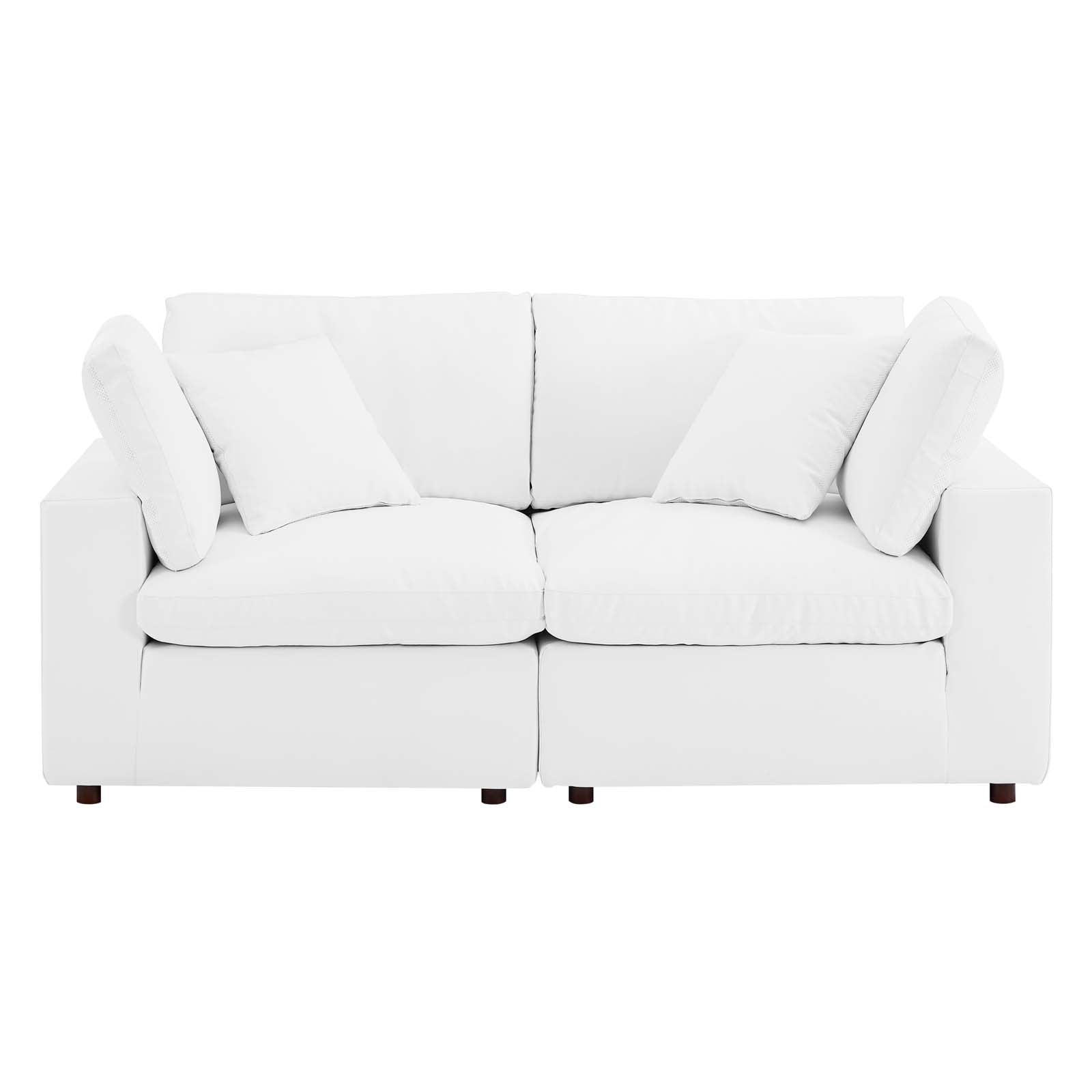 Modway Loveseats - Commix Down Filled Overstuffed Vegan Leather Loveseat White