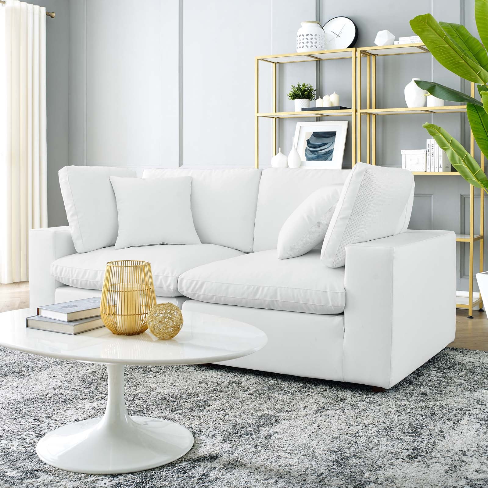 Modway Loveseats - Commix Down Filled Overstuffed Vegan Leather Loveseat White