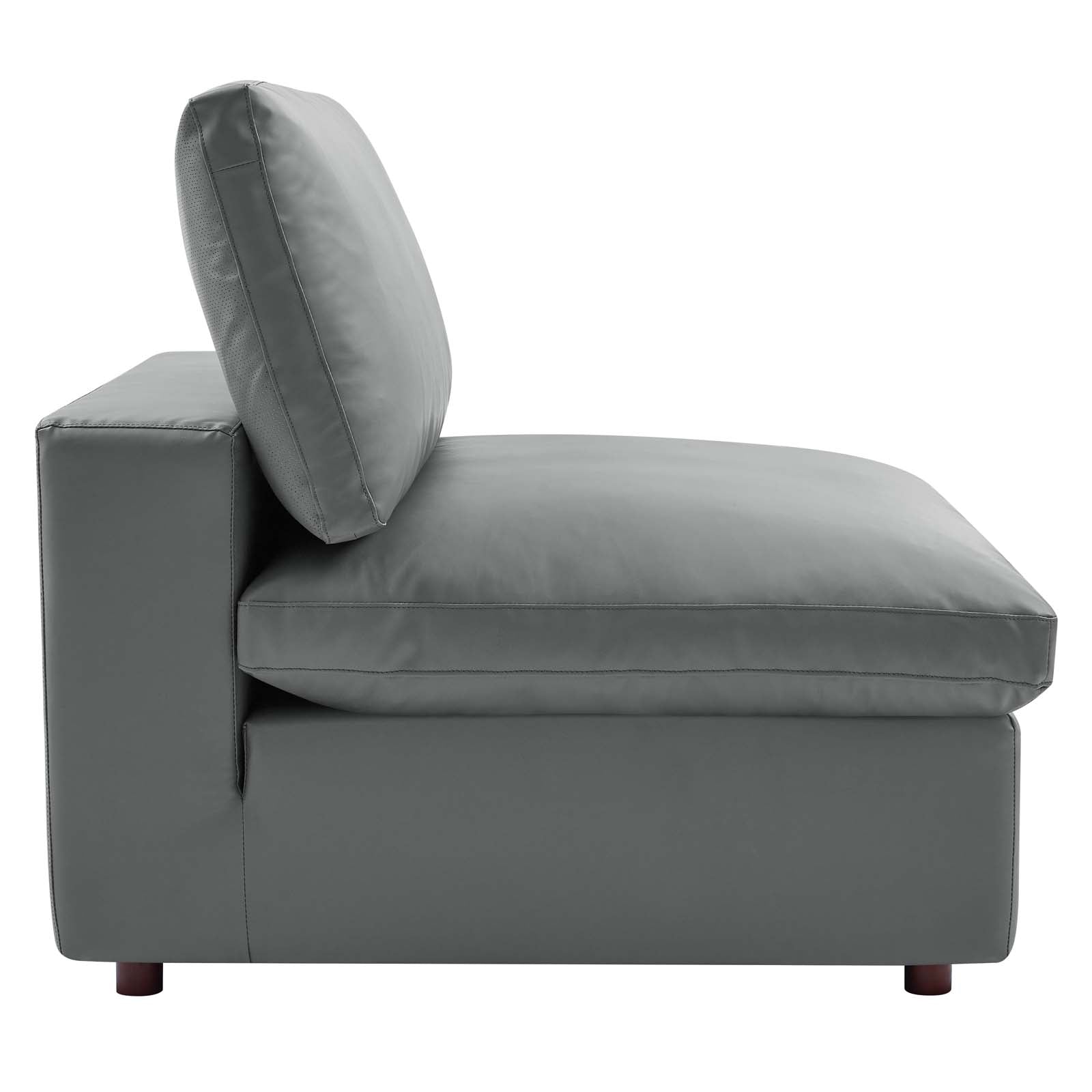 Modway Sofas & Couches - Commix Down Filled Overstuffed Vegan Leather 3 Seater Sofa Gray
