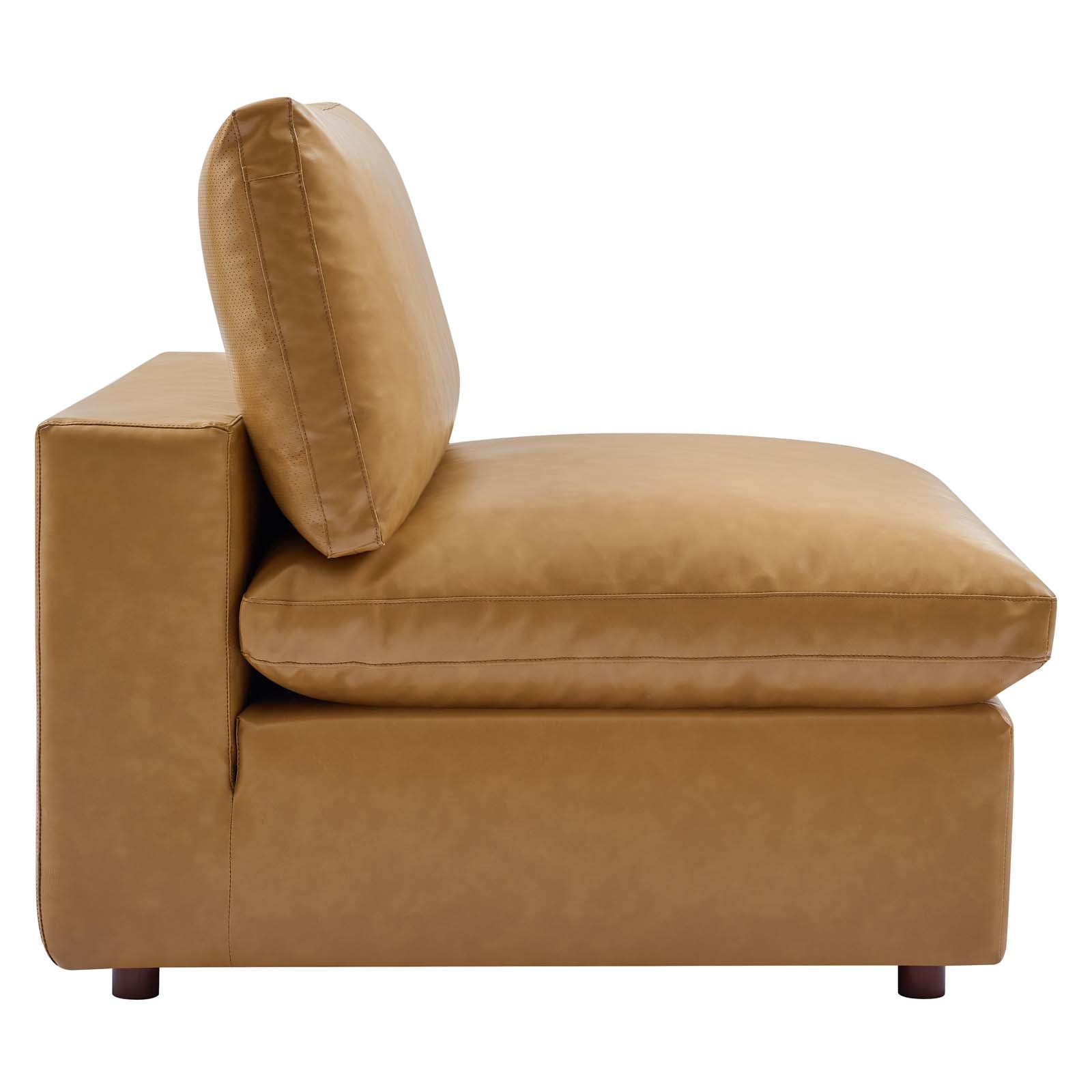 Modway Sofas & Couches - Commix Down Filled Overstuffed Vegan Leather 3 Seater Sofa Tan