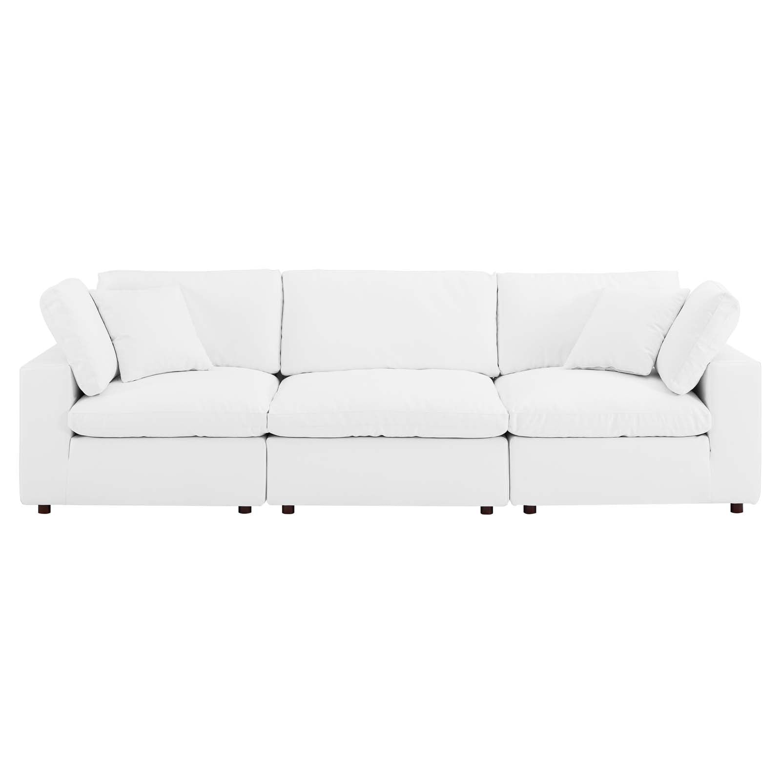 Modway Sofas & Couches - Commix Down Filled Overstuffed Vegan Leather 3 Seater Sofa White