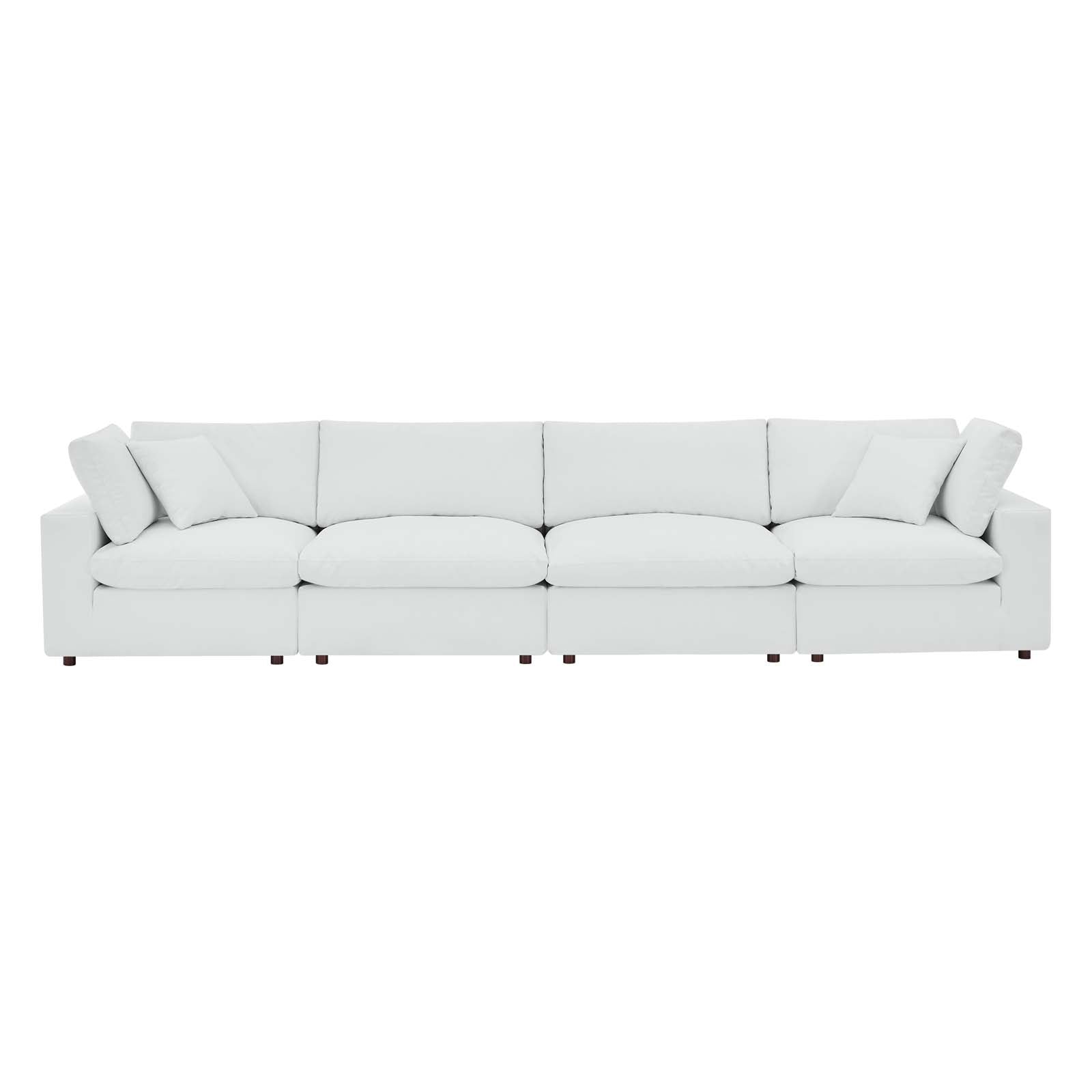 Modway Sofas & Couches - Commix Down Filled Overstuffed Vegan Leather 4 Seater Sofa White