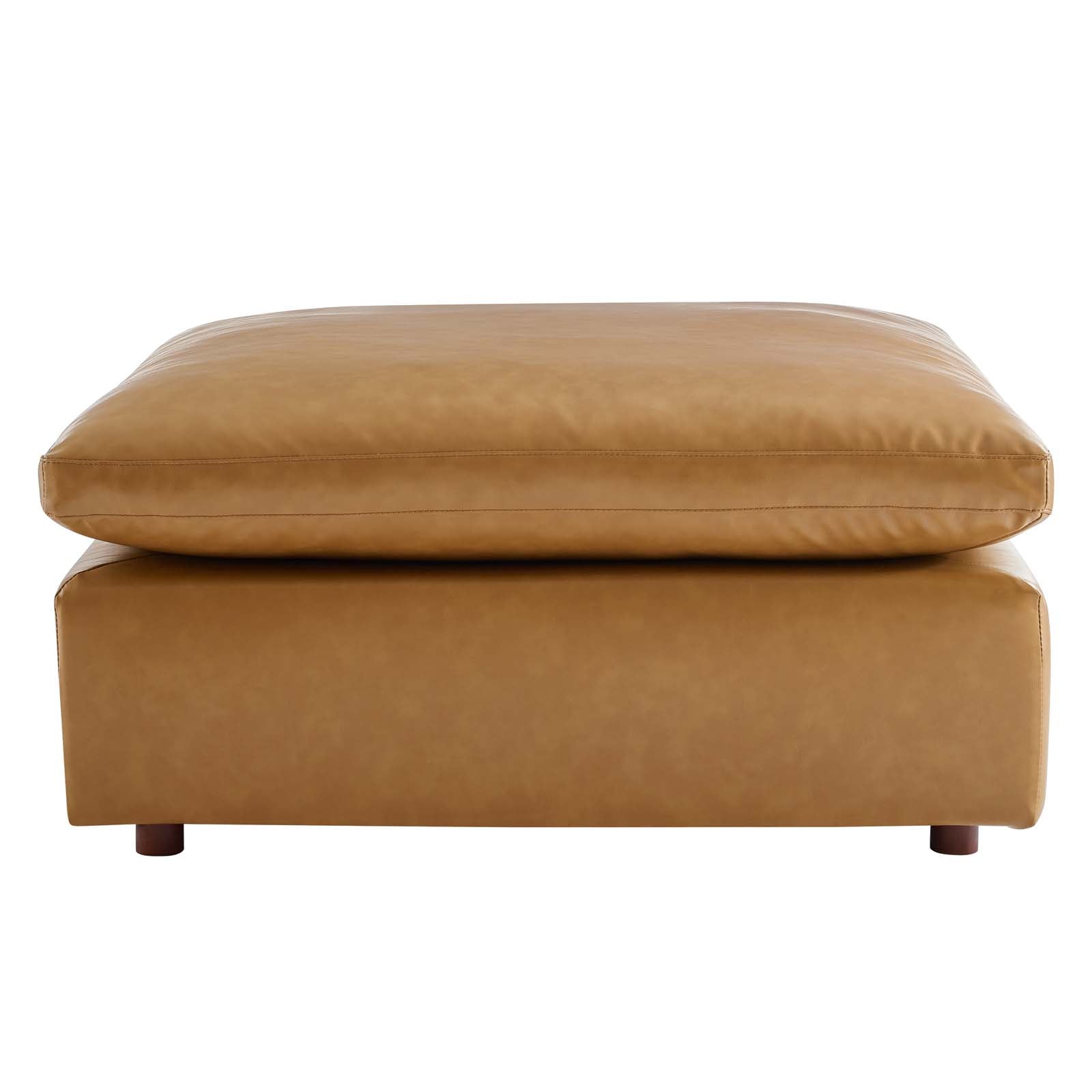 Modway Sectional Sofas - Commix Down Filled Overstuffed Vegan Leather 6 Piece Sectional Sofa Tan 79"D