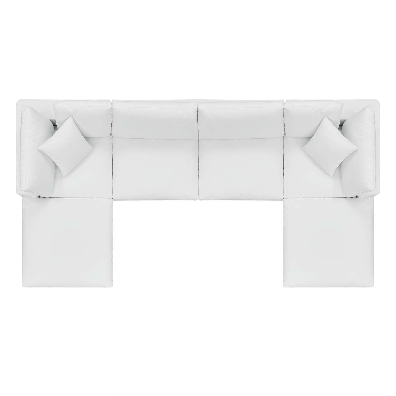 Modway Sectional Sofas - Commix Down Filled Overstuffed Vegan Leather 6 Pieces Sectional Sofa White