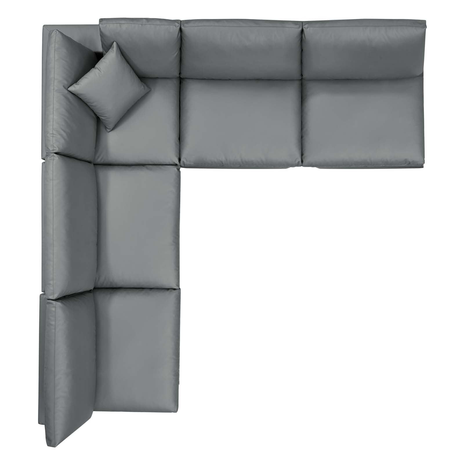 Modway Sectional Sofas - Commix Down Filled Overstuffed Vegan Leather 5 Pieces Sectional Sofa Gray