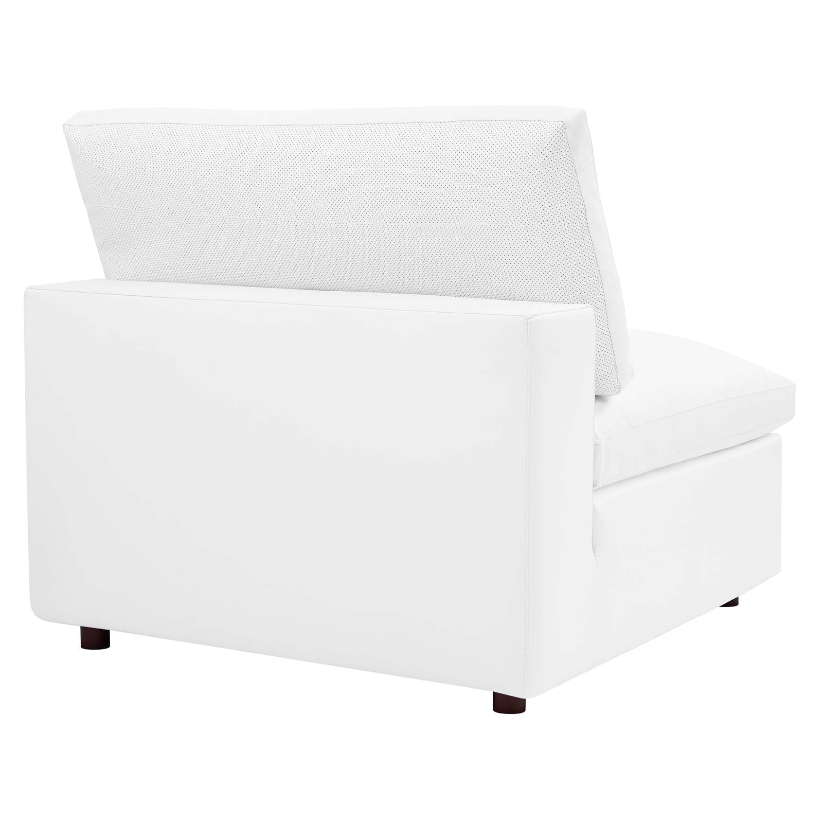 Modway Sectional Sofas - Commix Down Filled Overstuffed Vegan Leather 5 Pieces Sectional Sofa White