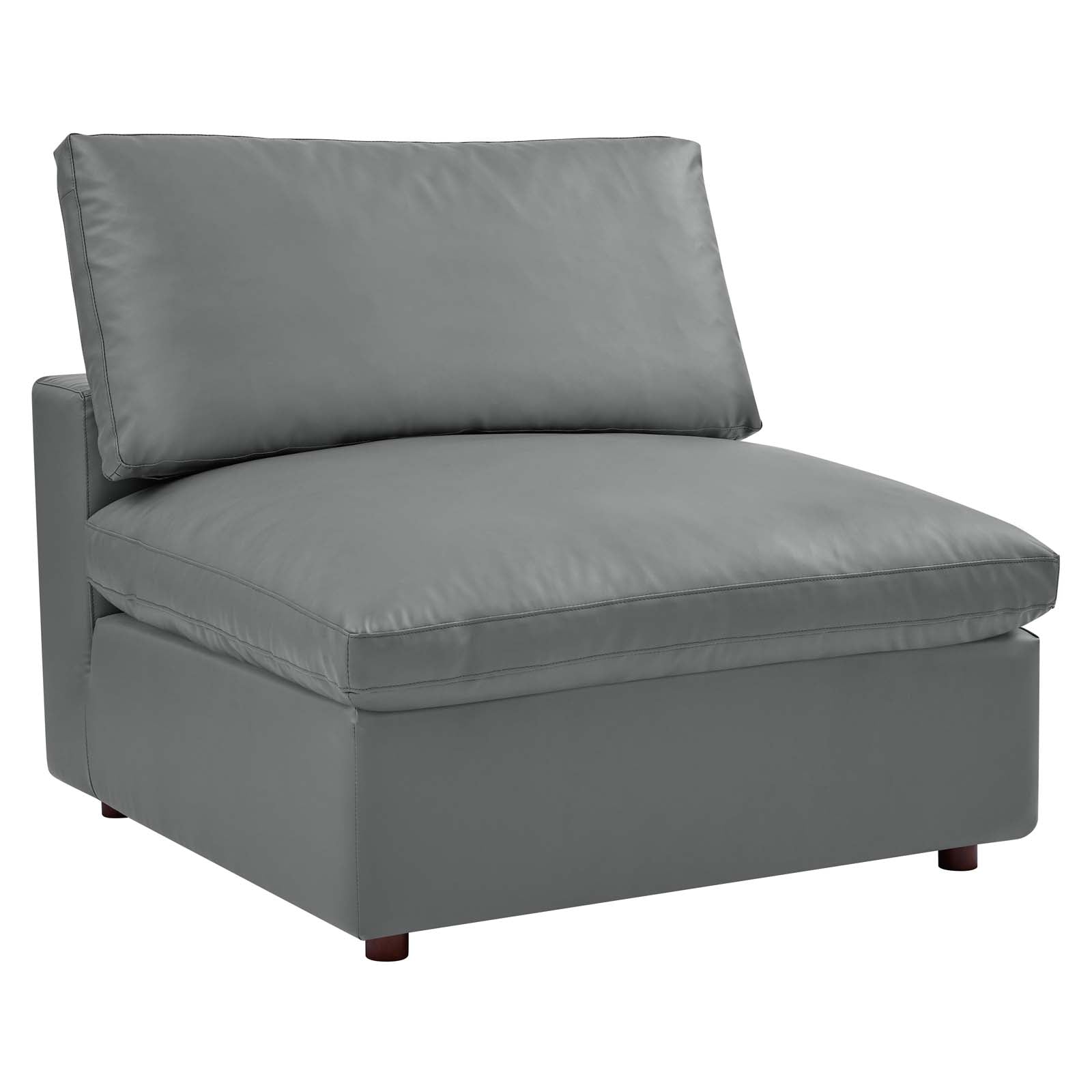 Modway Sectional Sofas - Commix Down Filled Overstuffed Vegan Leather 5 Piece Sectional Sofa Gray