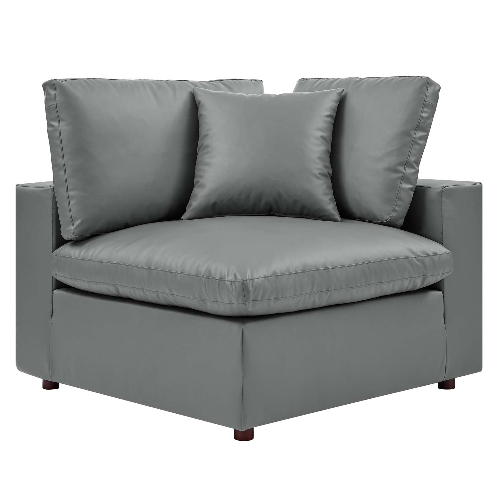 Modway Sectional Sofas - Commix Down Filled Overstuffed Vegan Leather 5 Piece Sectional Sofa Gray