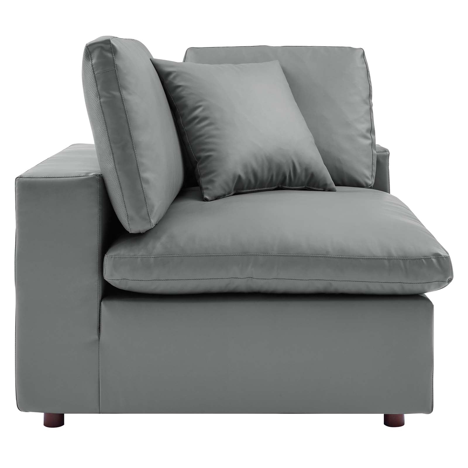 Modway Sectional Sofas - Commix Down Filled Overstuffed Vegan Leather 5 Piece Sectional Sofa Gray