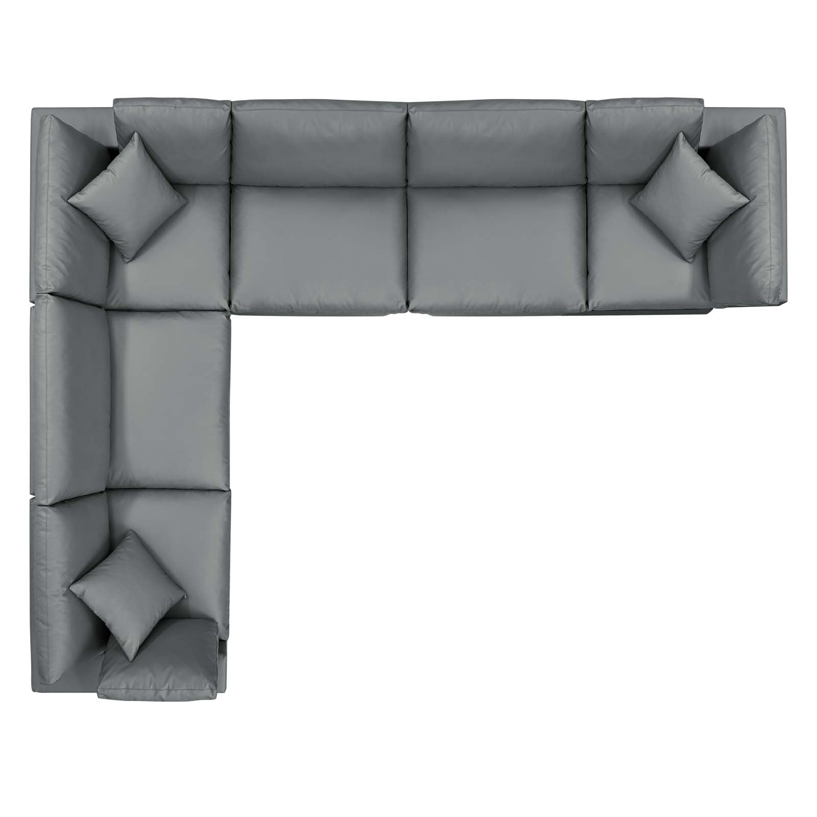 Modway Sectional Sofas - Commix Down Filled Overstuffed Vegan Leather 6 Piece Sectional Sofa Gray
