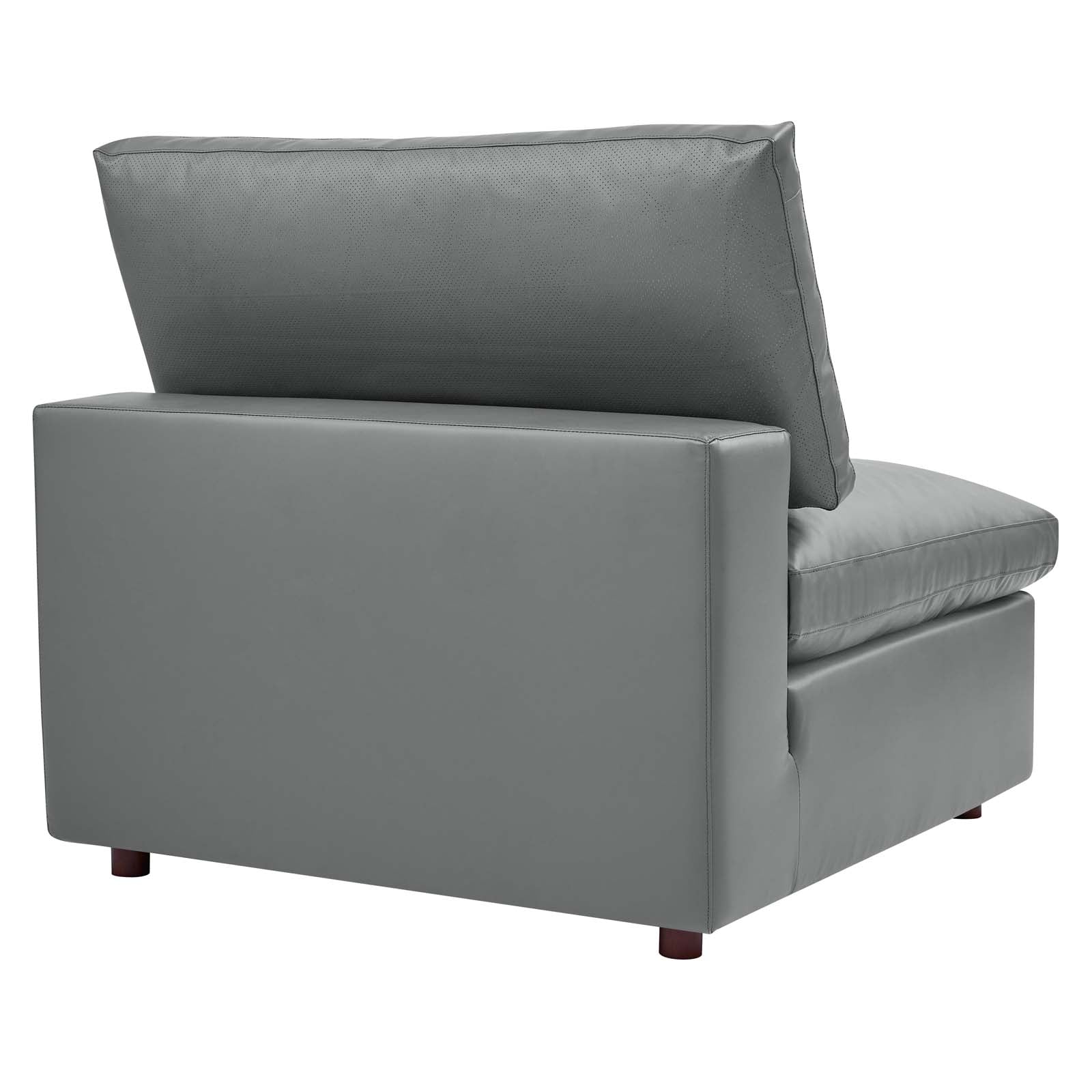 Modway Sectional Sofas - Commix Down Filled Overstuffed Vegan Leather 6 Piece Sectional Sofa Gray