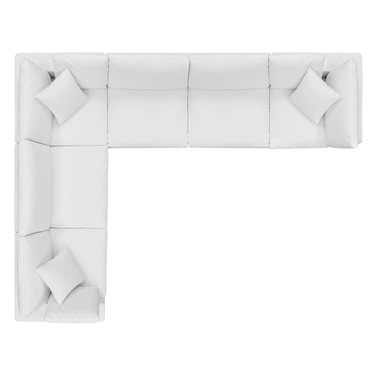 Modway Sectional Sofas - Commix Down Filled Overstuffed Vegan Leather 6 Piece Sectional Sofa White