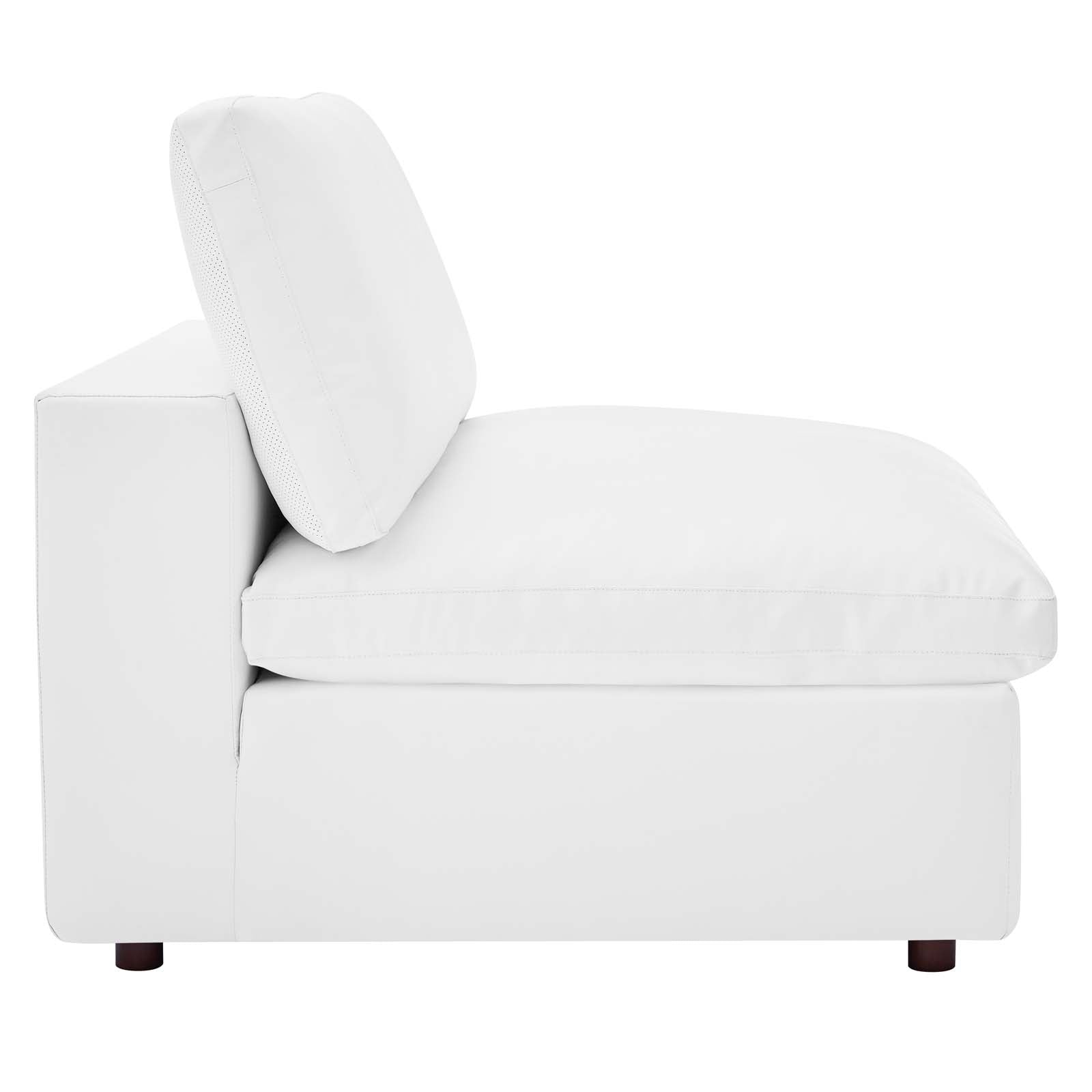 Modway Sectional Sofas - Commix Down Filled Overstuffed Vegan Leather 6 Piece Sectional Sofa White