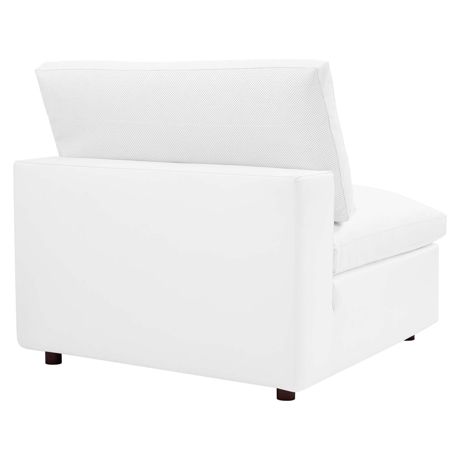 Modway Sectional Sofas - Commix Down Filled Overstuffed Vegan Leather 6 Piece Sectional Sofa White