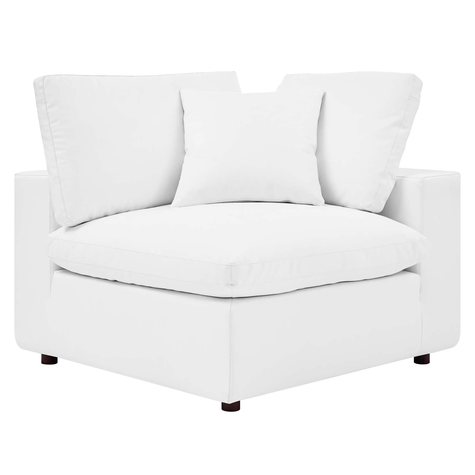 Modway Sectional Sofas - Commix Down Filled Overstuffed Vegan Leather 6 Piece Sectional Sofa White