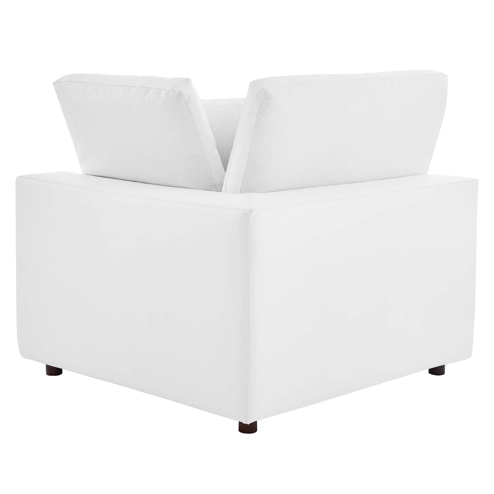 Modway Sectional Sofas - Commix Down Filled Overstuffed Vegan Leather 6 Piece Sectional Sofa White