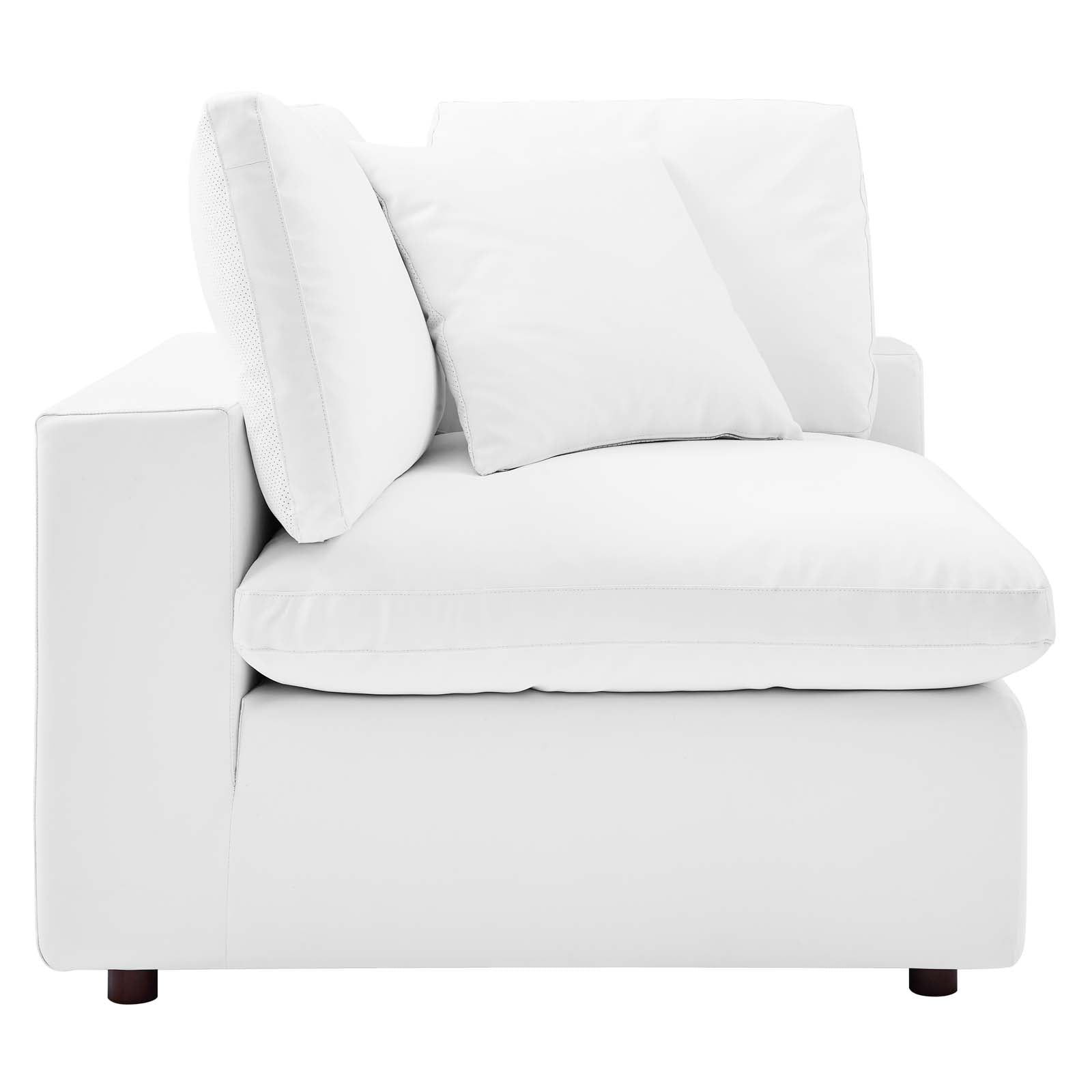 Modway Sectional Sofas - Commix Down Filled Overstuffed Vegan Leather 6 Piece Sectional Sofa White