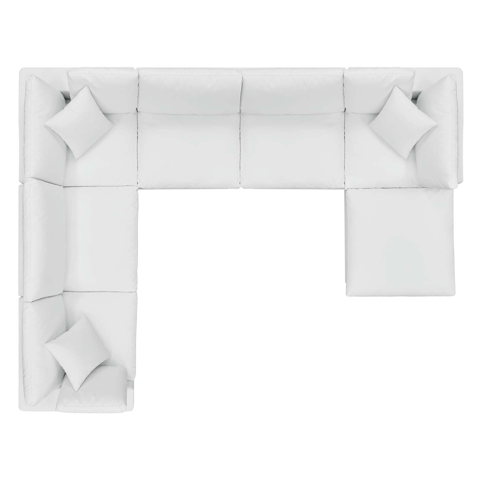 Modway Sectional Sofas - Commix Down Filled Overstuffed Vegan Leather 7 Piece Sectional Sofa White