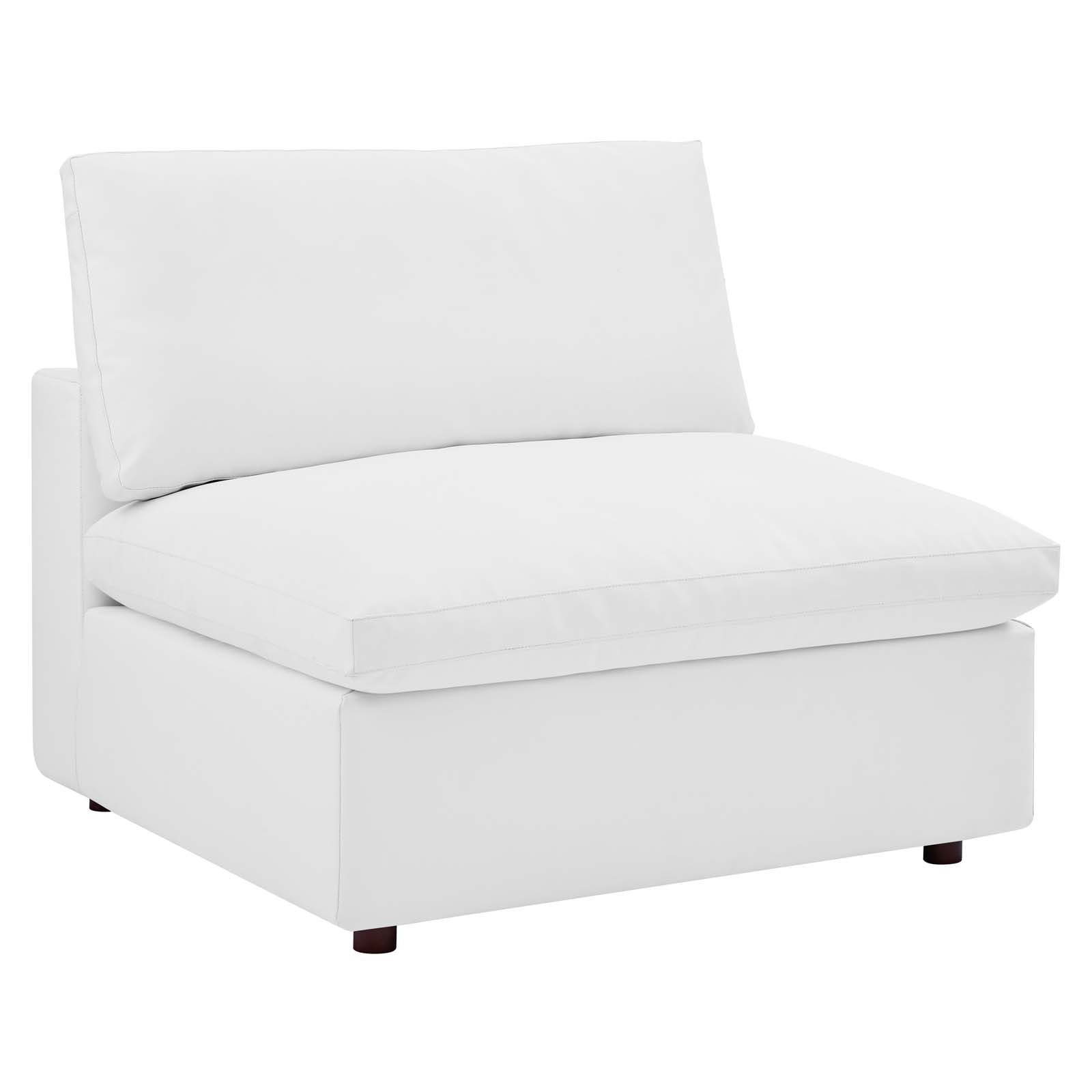 Modway Sectional Sofas - Commix Down Filled Overstuffed Vegan Leather 7 Piece Sectional Sofa White