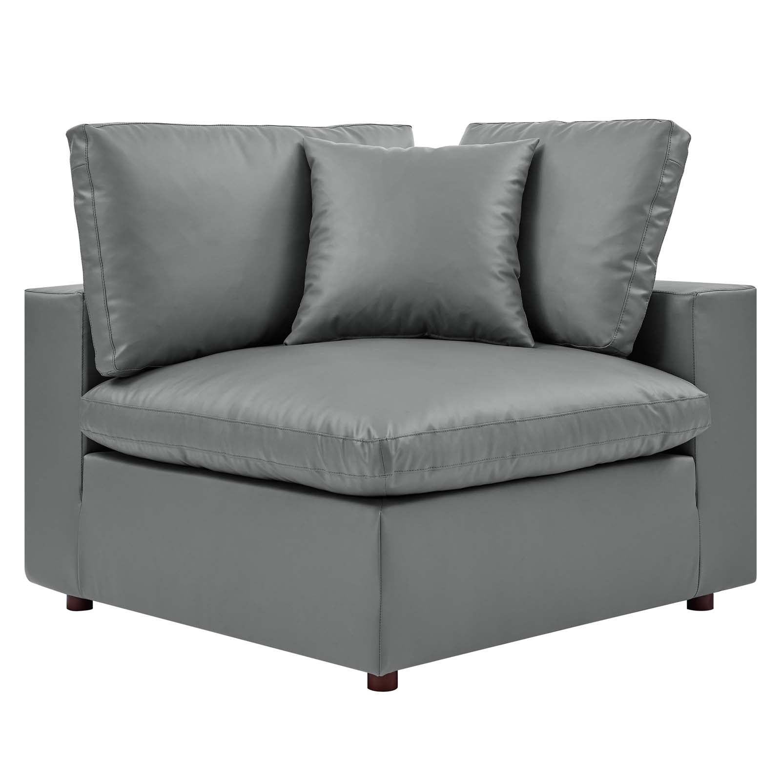 Modway Sectional Sofas - Commix Down Filled Overstuffed Vegan Leather 8 Piece Sectional Sofa Gray